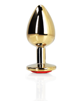 Hart Edelhart Buttplug – Groot – Goud/Ruby Rood