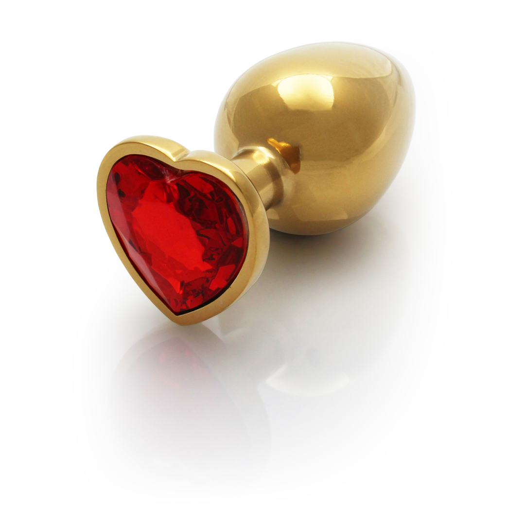 Hart Edelhart Buttplug - Groot - Goud/Ruby Rood - Afbeelding 7