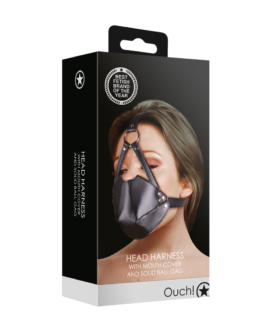 Hoofdharnas met Mondbedekking en Ademend Ball Gag – Zwart
