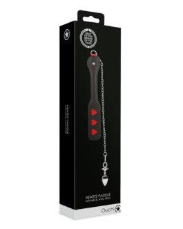 Harten Paddle met Metalen Anaal Plug – Zwart