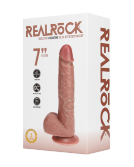 Vibrerende Reguliere Rechte Penis met Ballen – 7 / 18 cm – Tan