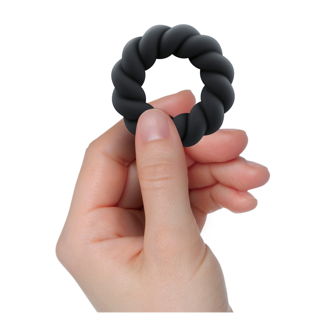 Twist - Non-Vibrating Cockring - Zwart - Afbeelding 5